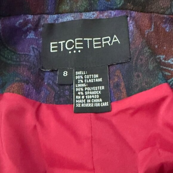 Etcetera Multi-Color Paisley Snap Jacket Coat Boho Artsy Women's Size 8 - Picture 5 of 5
